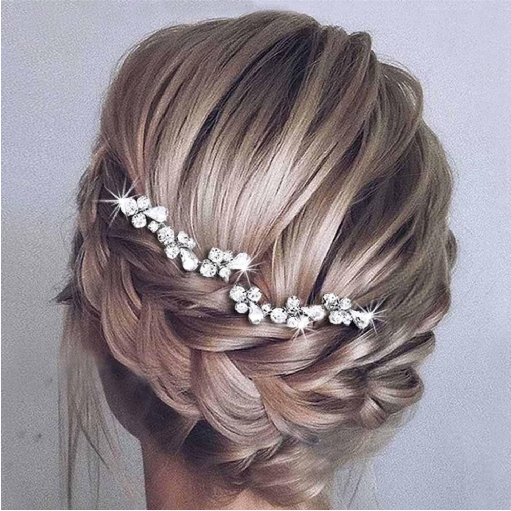 Bride Wedding Hair Pins Silver Crystal Bridal Hair Pieces Rhinestone Hair Access